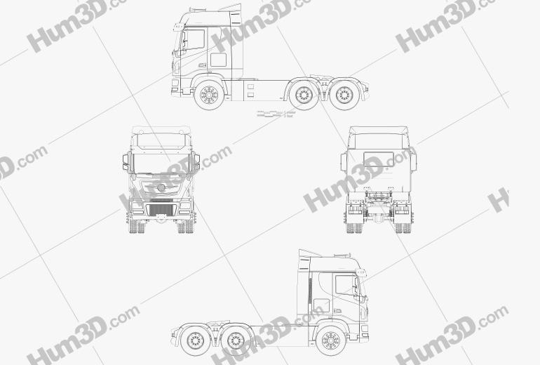 Dongfeng KX Tractor Truck 2017 Blueprint