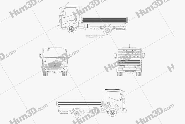 Dongfeng DF Flatbed Truck 2015 Blueprint