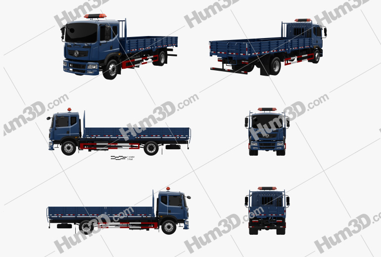 DongFeng KR Flatbed Truck 2018 Blueprint Template