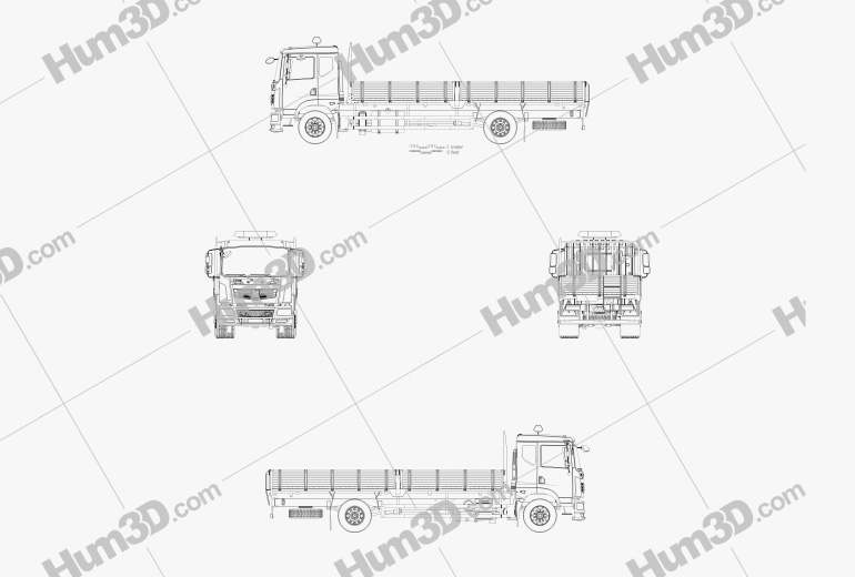 DongFeng KR Flatbed Truck 2018 Blueprint