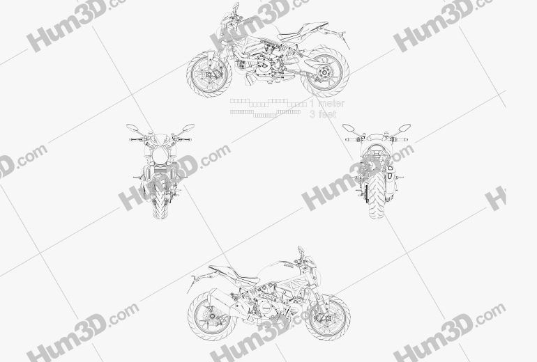 Ducati Monster 1200 R 2016 Blueprint