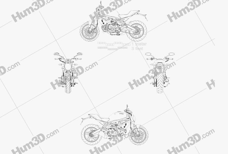 Ducati Monster 797 2018 Disegno Tecnico