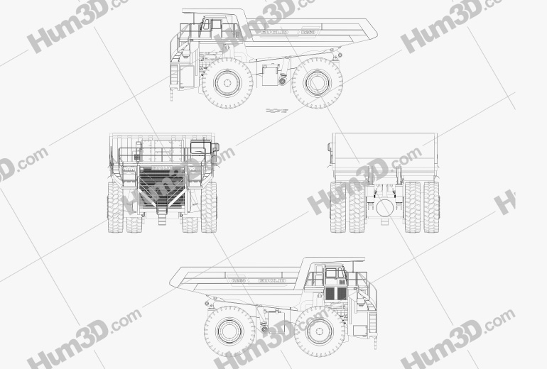 Euclid R260 Camion Benne 2000 Blueprint