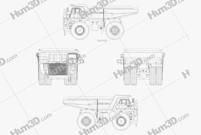 Euclid R130 Camion Benne 1995 Blueprint