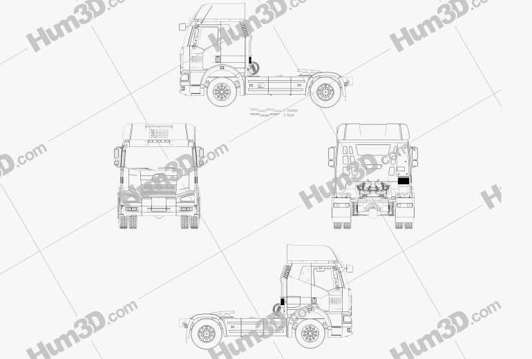 FAW J6 Camión Tractor 2015 Blueprint