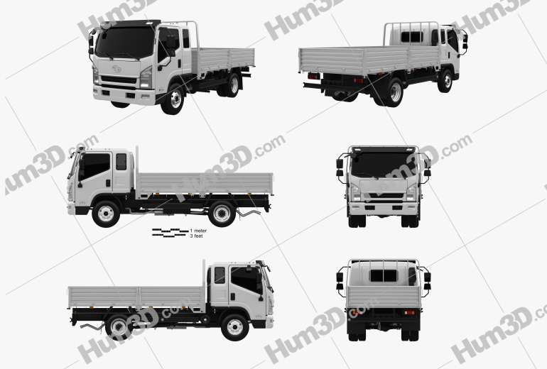 FAW Tiger Flatbed Truck 2018 Blueprint Template