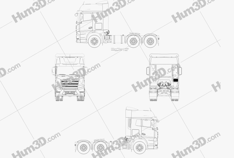 FAW J7 Camión Tractor 2021 Blueprint