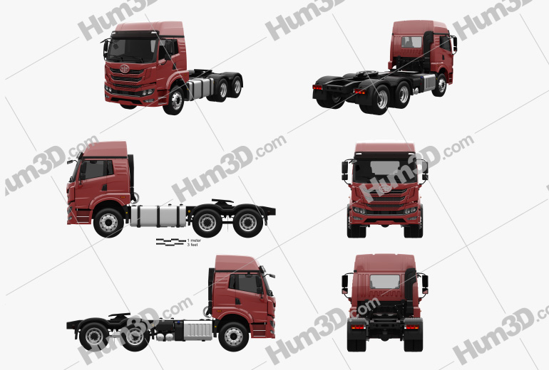 FAW Jiefang HAN V Tractor Truck 3-axle 2022 Blueprint Template