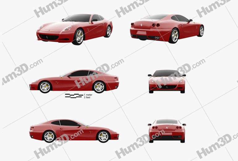 Ferrari 612 Scaglietti 2006 Blueprint Template