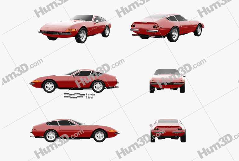 Ferrari 365 Daytona GTB/4 1968-1973 Blueprint Template