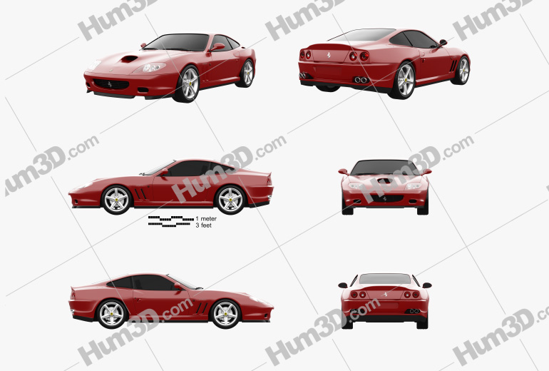 Ferrari 575M Maranello 2002-2006 Blueprint Template