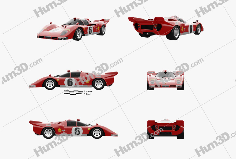 Ferrari 512 S 1970 Blueprint Template - 3DModels.org