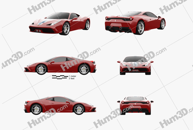 Ferrari 458 Speciale 2013 Blueprint Template
