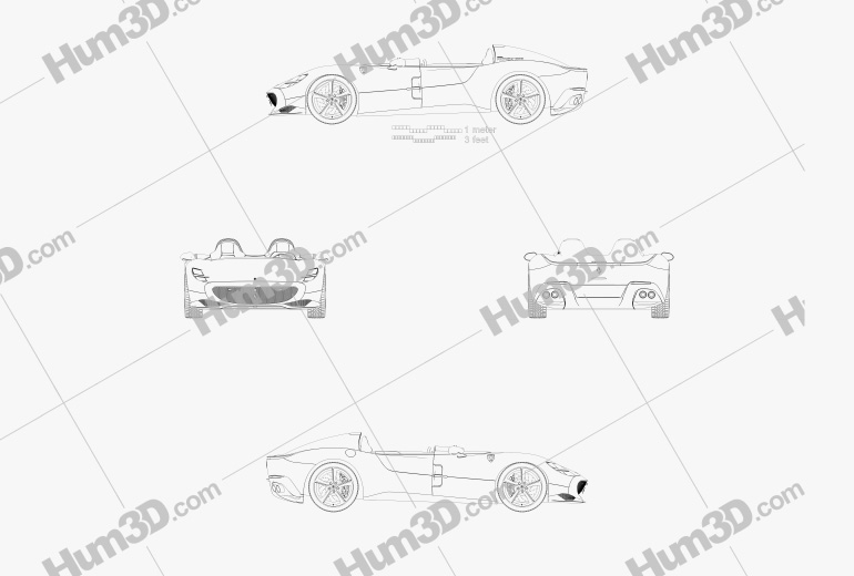 Ferrari Monza SP2 2018 Blueprint