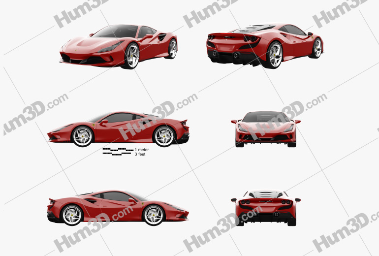 Ferrari F8 Tributo 2019 Blueprint Template