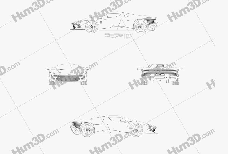 Ferrari Daytona SP3 2022 Blueprint