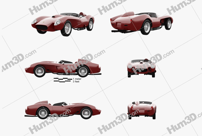 Ferrari Testa Rossa 1957 Blueprint Template - 3DModels.org