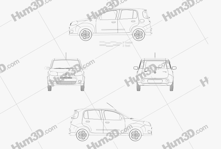 Fiat Uno Attractive hatchback 5-door 2014 Blueprint