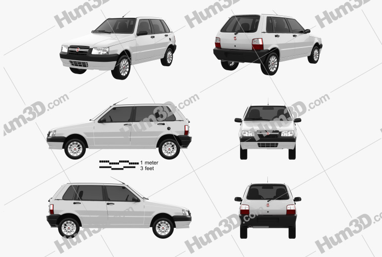Fiat Mille Economy (Uno) 2014 Blueprint Template