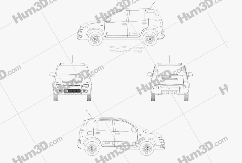 Fiat Panda 4x4 2015 Blueprint