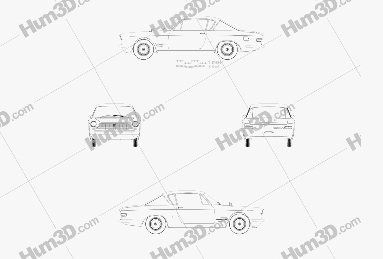 Fiat 2300 S coupé 1961 Blueprint