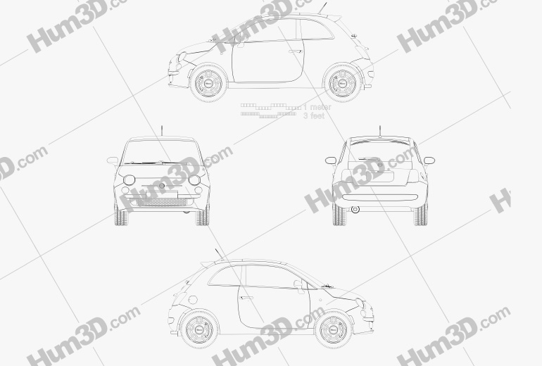 Fiat 500 Trendy 2018 Blueprint