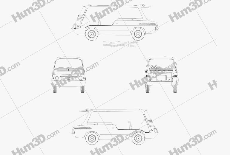 Fiat 600 Multipla Marinella 1958 Blueprint
