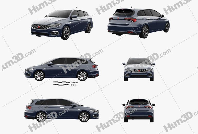 Fiat Tipo Station Wagon 2020 Blueprint Template