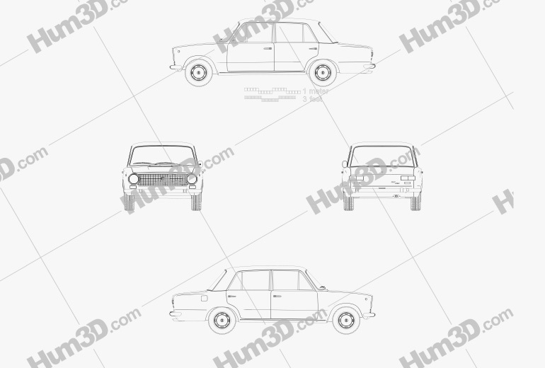Fiat 124 1966 Blueprint