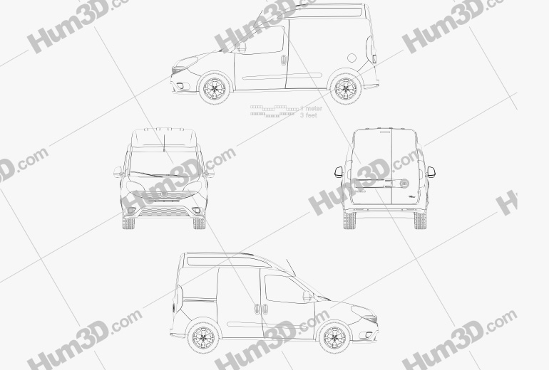 Fiat Doblo Cargo L1H2 2017 Blueprint