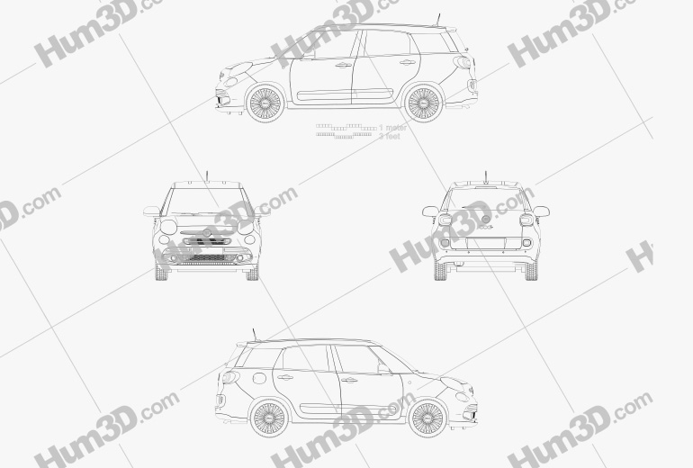 Fiat 500L Wagon 2020 Чертеж