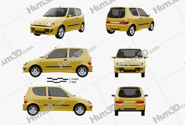 Fiat Seicento Sporting Abarth 2003 Blueprint Template