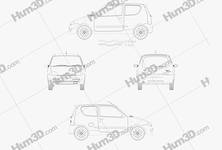 Fiat Seicento Sporting Abarth 2003 Blueprint