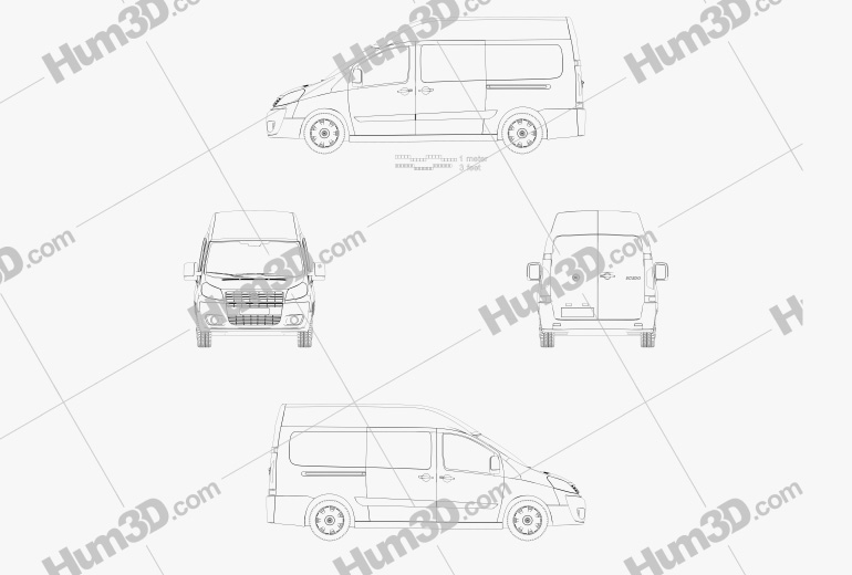 Fiat Scudo Cargo L2H2 2016 Blueprint