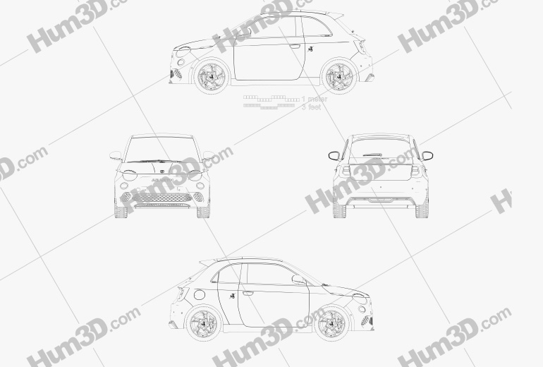Fiat 500 Abarth e Scorpionissima 2023 Blueprint