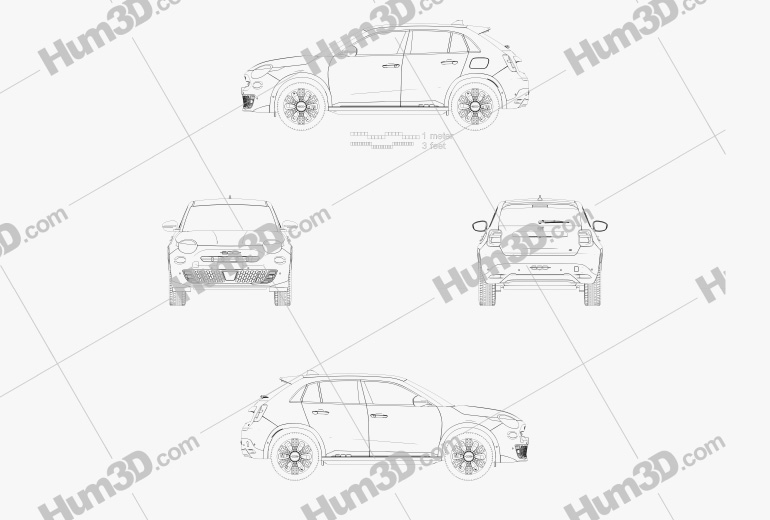Fiat 600 e La Prima 2023 Blueprint