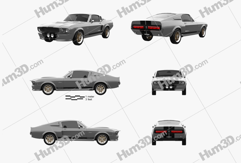 Ford Mustang Shelby GT500 Eleanor 1967 Blueprint Template