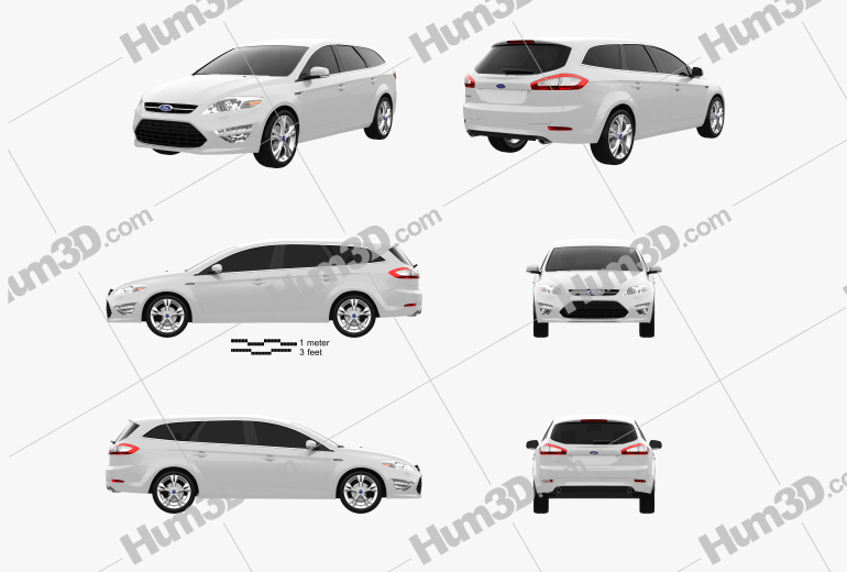 Ford Mondeo wagon 2013 Blueprint Template