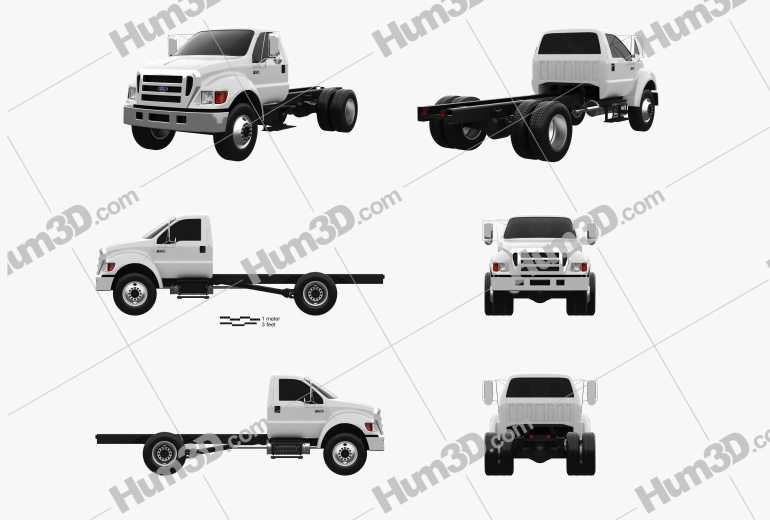 Ford F-650 / F-750 Regular Cab Chassis 2014 Blueprint Template