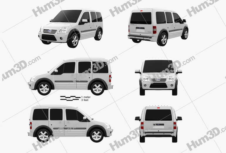 Ford Tourneo Connect LWB 2014 Blueprint Template