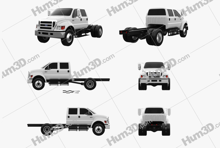 Ford F-650 / F-750 Double Cab Chassis 2014 Blueprint Template