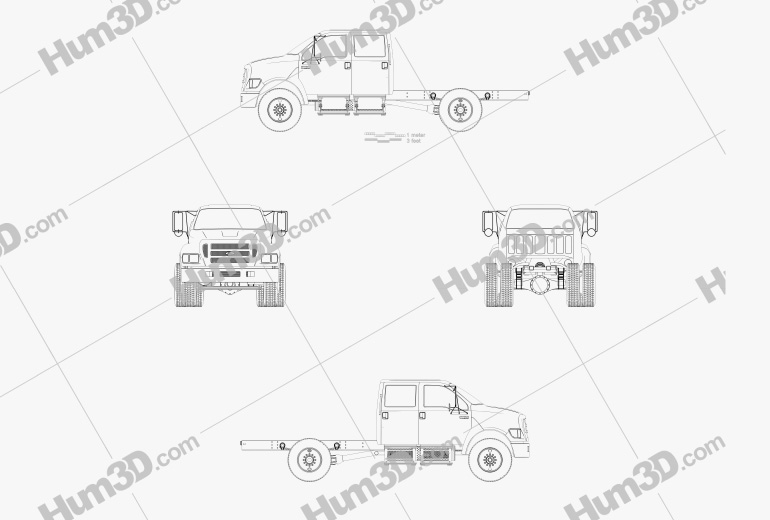 Ford F-650 / F-750 Double Cab Chassis 2014 Blueprint
