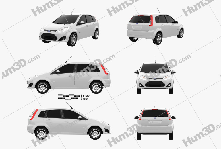 Ford Fiesta Rocam hatchback (Brazil) 2014 Blueprint Template