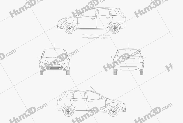 Ford Fiesta Rocam hatchback (Brazil) 2014 Blueprint