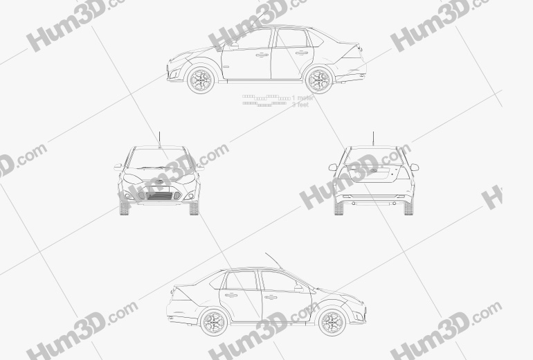 Ford Fiesta Rocam セダン (ブラジル) 2012 設計図
