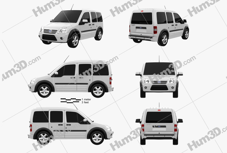 Ford Tourneo Connect SWB 2014 Blueprint Template