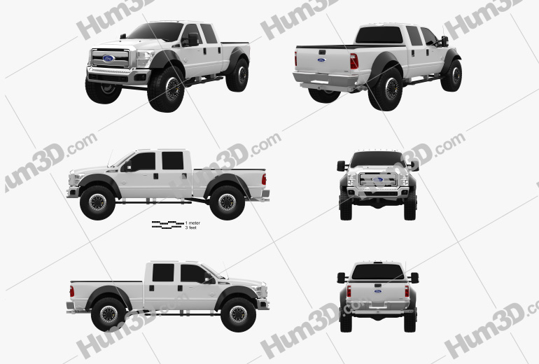Ford F-554 Extreme Crew Cab pickup 2014 Blueprint Template