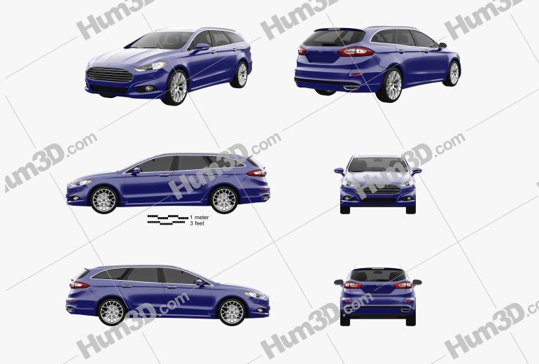 Ford Mondeo wagon 2016 Blueprint Template
