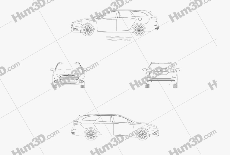 Ford Mondeo wagon 2016 Креслення