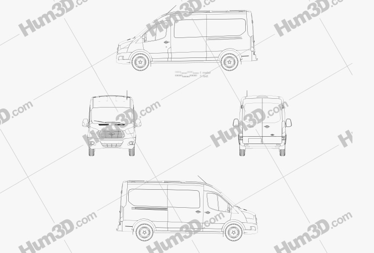 Ford Transit Kastenwagen LWB 2014 Blueprint